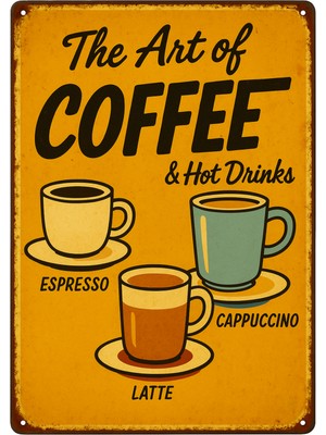 Lucena The Art Of Coffee Retro Metal Duvar Tabelası Espresso Latte Cappuccino Kafe Dekoru 15X20 cm