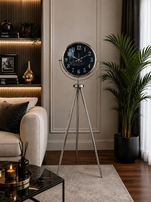 Hobilinka Krom Royal Aynalı Tripod 150 x 45 cm Ayaklı Saat