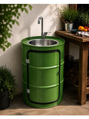 Greenmall Metal Varil Dolaplı Çeşme Yeşil