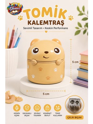 Glanart Sevimli Figürler Metal Hazneli Çift Bıçak Kalemtraş (Jumbo ve Normal Kalemler Için) 1 Adet