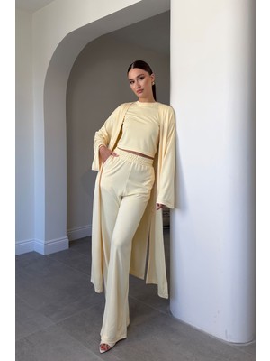 Magarde Bluz Pantolon Kimono Takım- Sarı
