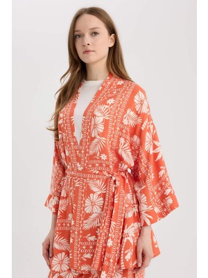 STANDART Relax Fit Desenli Kuşaklı Kimono D5443AX25SP