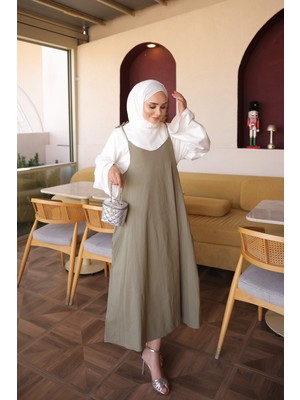İmaj Butik Haki Ip Askılı Jile Elbise