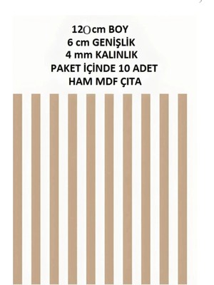 Rafhomestore Ham Mdf Iskandinav Çıta 4 mm Kalınlık x 120 cm Uzunluk x 6 cm Genişlik ( 10 Adet )