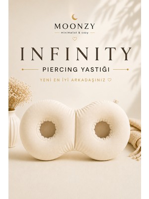 Moonzy Minimalist & Cozy Infinity Piercing Yastığı – Kulak Delikli Uyku Yastığı, Piercing Koruyucu Yan Yatış Yastığı, Çift Kulak Boşluklu