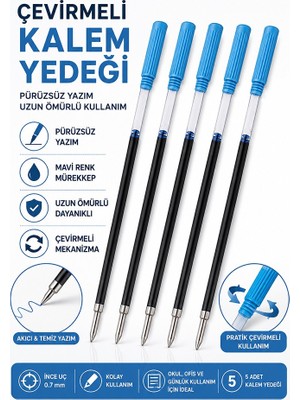 Artlantis Plastik Çevirmeli Tükenmez Kalem Yedeği 5 Adet Tükenmez Kalem Içi Yedek Tükenmez Kalem Içi Okul Ofis Jel Kalem Içi
