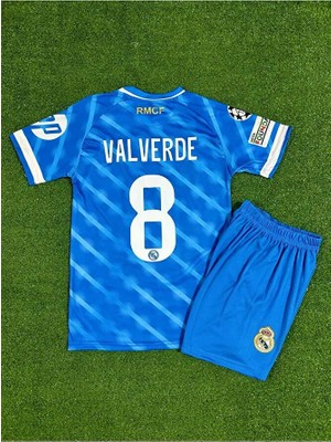 Gladsome Real Madrid 2025/26 Yeni Sezon Valverde Alternatif Çocuk Forması ( Blue)