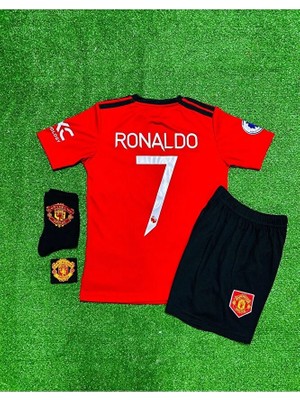 Gladsome Manchester United 2022-23 Sezonu Cristiano Ronaldo Çocuk Forması 4'lü Set (Armalı)