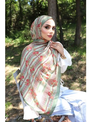 İmaj Butik Haki Aqua Desenli Soft Şal