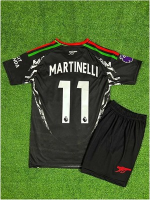 Gladsome Arsenal 2024/25 Yeni Sezon Gabriel Martinelli Deplasman Çocuk Forması 2'li Set (Black)