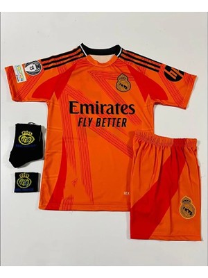 Gladsome Real Madrid 2024/25 Sezonu Arda Güler Deplasman Çocuk Forması 4'lü Set (Armalı) Orange