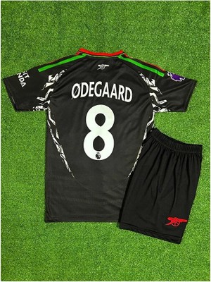 Gladsome Arsenal 2024/25 Yeni Sezon Martin Ødegaard Deplasman Çocuk Forması 2'li Set (Black)