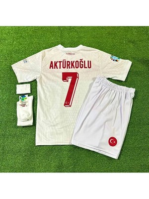 Gladsome Türkiye Euro 2024 Kerem Aktürkoğlu Çocuk Forması 4'lü Set (Beyaz)