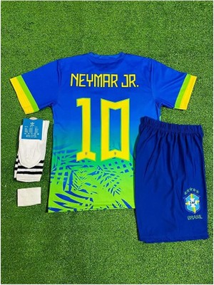 Gladsome Brezilya 2024/25 Yeni Sezon Neymar Jr Çocuk Konsept Forması 4'lü Set (Maviyeşil)