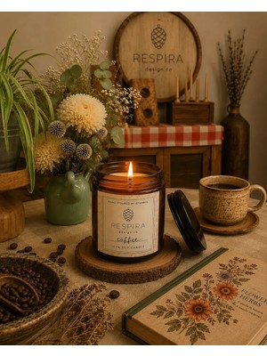 Respira Design Co. %100 Soya Wax Kavanoz Mum - Coffee (Kahve)