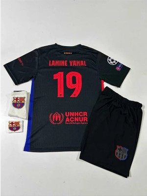 Gladsome B.a.r.c.e.l.o.n.a 2024/25 Yeni Sezon Lamine Yamal Deplasman Çocuk Forması (Black Armalı)