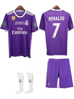 Gladsome R.madridd 2017 Cardiff Şampiyonlar Ligi Cristiano Ronaldo Çocuk Forması 3'lü Set