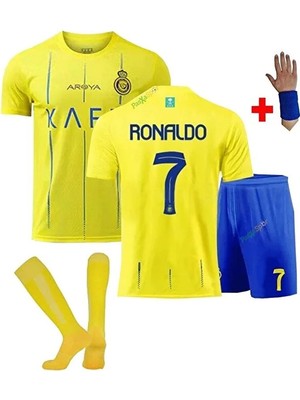 Gladsome Al-Nassr Yeni Sezon Ronaldo Çocuk Forması Şort Çorap Bileklik Hediyeli