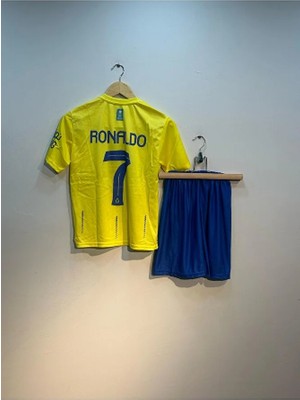 Gladsome All Nassr Ronaldo Sarı Çocuk Futbol Çocuk Forması 2'li Set