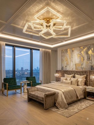 Prime Aydınlatma Kare 3+3'lü Ledli Gold Avize