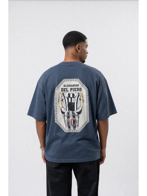 Respire Erkek Del Piero Baskılı Oversize T-Shirt Petrol