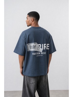 Erkek Respire x Itsbyzey Baskılı Oversize T-Shirt Petrol