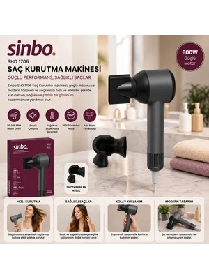 L'ombre Sinbo Saç Kurutma Makinesi - Gri Renk - Sessiz Çalışma Özelliği
