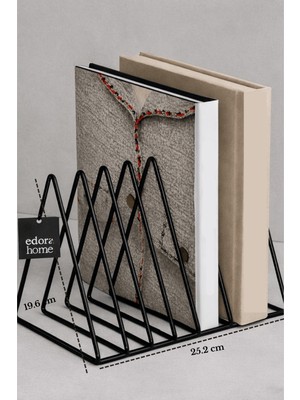 EdoraHome Siyah Metal Kitap Düzenleyici Organizer 103 cm Modern Tasarım 6 Raflı Kullanım