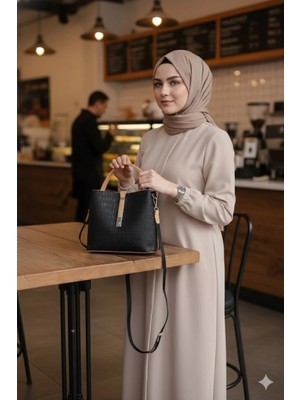 Just Polo Kadın Orta Boy 3 Bölmeli Ayarlanabilir Askılı Şık El & Omuz Çantası Shoulder Bag Ebat : 22 x 20 cm