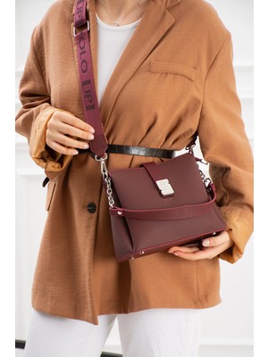 Just Polo Kadın Polo Kumaş Jp Gümüş Logolu Şık El ve Omuz Çantası Shoulder Bag Ebat: 23 x 18 cm