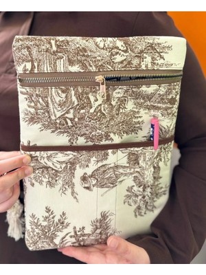 Kahve Fransız Köylü Desen Kitap&tablet Kılıfı Ölçüsü 22-32 cm