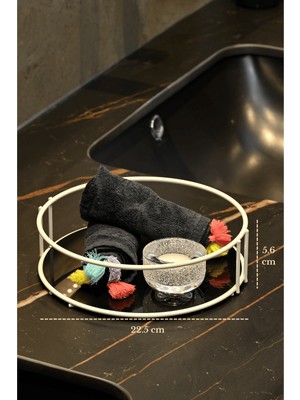 Edora Home Bej Banyo Organizer Kozmetik Takı Parfüm Havlu Düzenleyici Pleksili Paslanmaz Metal