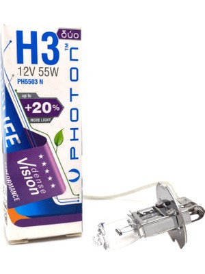 ALK Photon H3 55 Watt 12V Dense Vision +%20 Fazla Işık Halojen Far Ampulü Sarı
