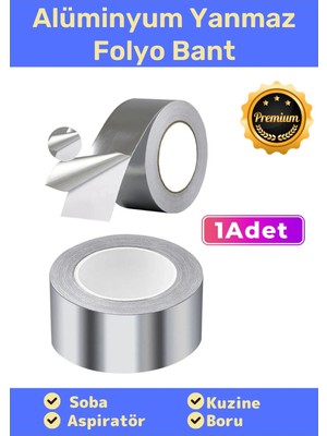 Floranova Özel Suya Sıcaklığa Dayanıklı Tamir Soba Boru Yama Alüminyum Yanmaz Folyo Bant 44MM 20MT - 1 Adet