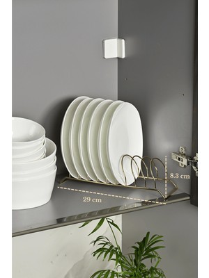 Edora Home Parlak Altın Tabak Düzenleyici Çekmece Raf Dolap Organizer Paslanmaz Metal