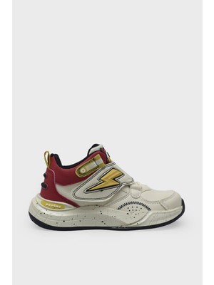 Pepino Unisex Çocuk Cırtlı Basket Ayakkabısı Krem Kırmızı P-1828