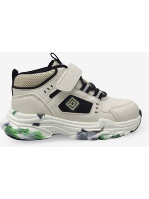 Pepino Unisex Çocuk Cırtlı Spor Ayakkabı Krem Siyah P-2063