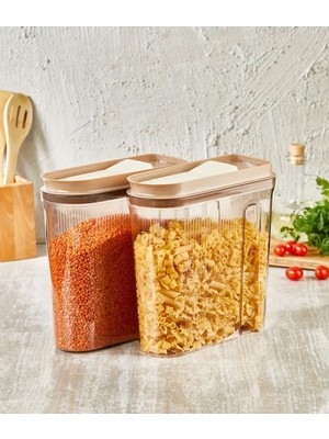 Die Grup Şeffaf Bakır Renk Erzak Saklama Kabı, 2x4 Litre Kapasite