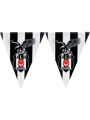Die Grup Üçgen Bayrak Süsü - 360 cm x 25 cm Boyutunda Tek Adet Beşiktaş Temalı