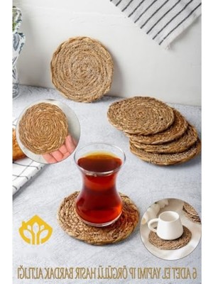 Die Grup El Yapımı Yuvarlak Hasır Bardak Altlığı - 10 Cm, 6 Adet