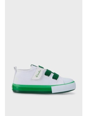 Benetton Unisex Çocuk Cırtlı Converse Beyaz Yeşil BN-30649P