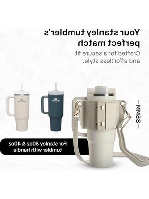Die Grup Su Şişesi Taşıyıcı Kayış Deri  ile Uyumlu 30/40OZ Saplı Bardak, Ayarlanabilir Omuz Askısı Kredi Kartı Tutacağı Anahtarlık, Seyahat Yo Egzersiz Için Anahtarlıklar Beyaz…