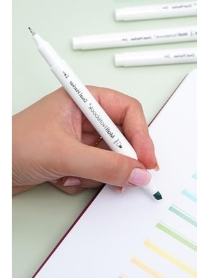 Die Grup Pastel Renk 12 Renk Çift Uçlu Fosforlu Kalem Seti, Highlighter ve Fineliner