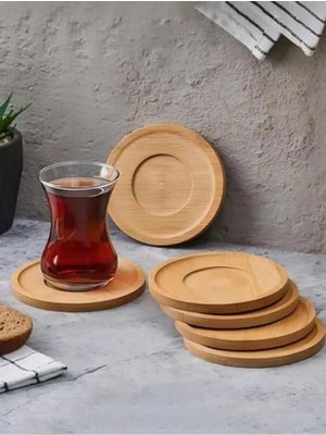 Die Grup 6 Adet Bambu Çay Tabağı - Estetik ve Doğal