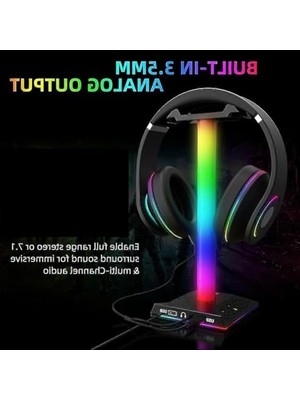 Die Grup Rgb Işıklı Kulaklık Tutucu, USB Hub ile Dokunmatik Kontrol ve Kaymaz Taban
