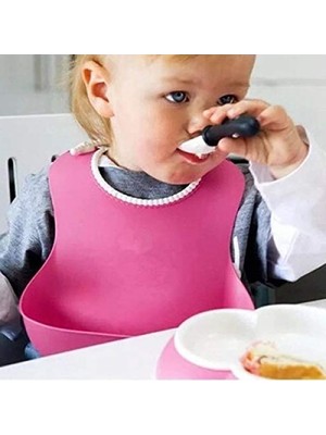 Die Grup Dökülme Engelleyici Silikon Bebek Mama Önlüğü - Pembe