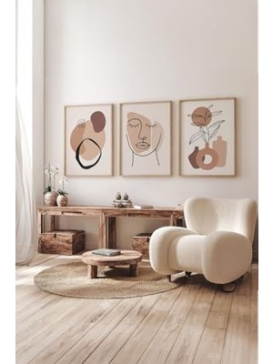 Die Grup Gerçek Ahşap Çerçeveli 3 Parça 3D Poster Tablo Seti