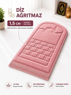 Bripurga Ortopedik Seccade Diz Ağrıtmaz 1.5 cm Sünger Destekli Kadife Namazlık
