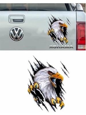 Die Grup Karakartal Temalı Renkli Araba Sticker, 12X9 cm Boyut