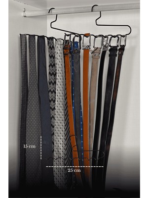 Edora Home 5'li Mat Siyah Zigzag Askı Pantolon Şal Eşarp Kemer Askılığı Dolap İçi Organizer